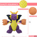 goola purple dragon dog toy, plush squeaky toy for large breeds, durable cotton, machine washable, 5 squeakers, chew toys