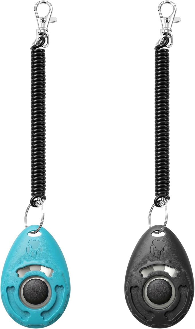 black-blue dog training clicker with adjustable wrist and keyring for pet training tools