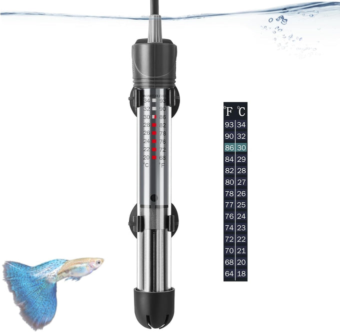 Hitop 50w submersible aquarium heater for 8-16 gal fish tanks with adjustable thermostat