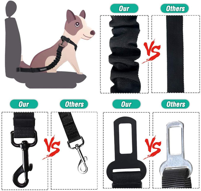 cooyoo dog seat belt, heavy-duty nylon, retractable, adjustable, black, 24-31 inches