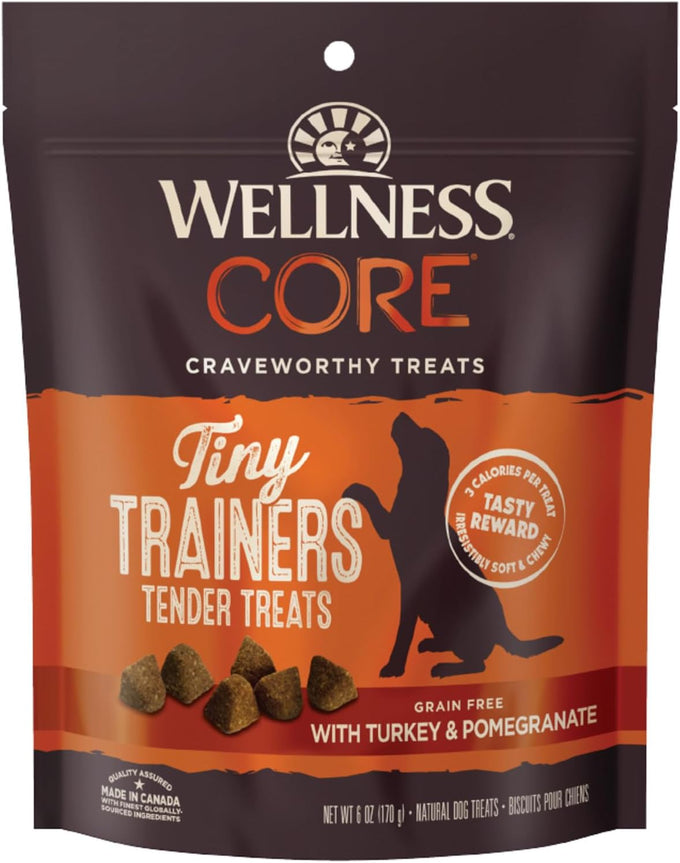 Wellness CORE Tiny Trainers Natural Grain-Free Dog Treats, Turkey and Pomegranate Recipe, 6 oz Bag, Bite-Sized Soft Rewards for All Breeds