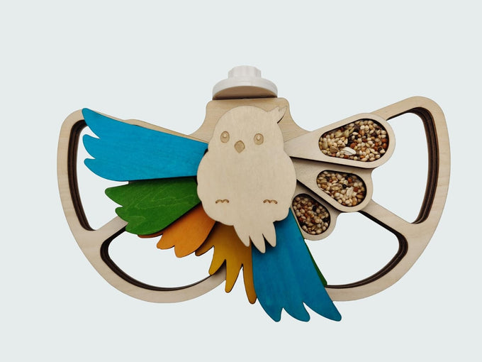 Interactive Parrot Foraging Toy - Natural Wood Puzzle Feeder & Chewable Perch for Small & Medium Conure Birds - 6 Hidden Food Holes & Easy Cage Mount