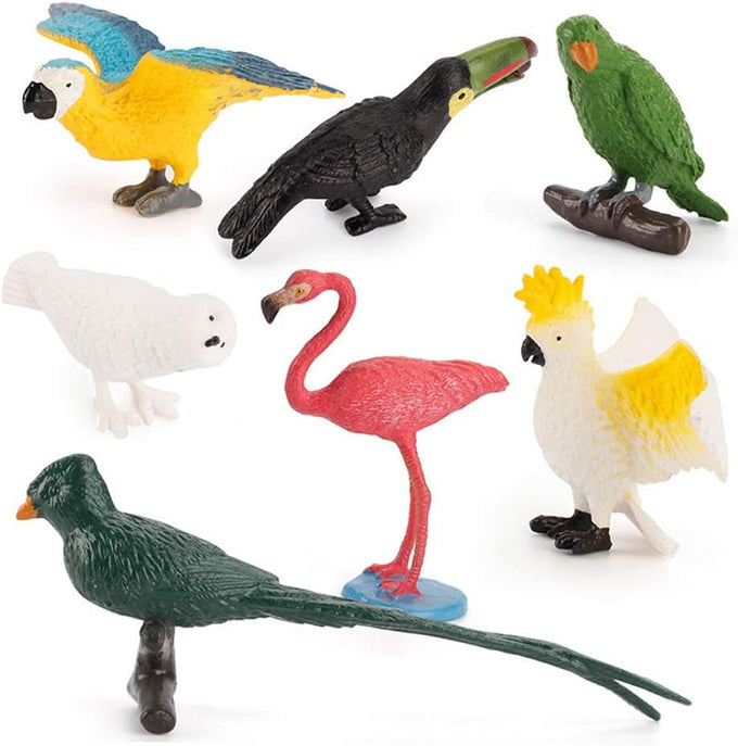 10-piece plastic parrot model toys, flamingo bird figurine collectibles, kid-friendly educational playset