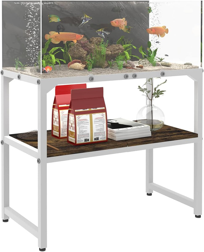 mondazie 20 gallon high rimless fish tank stand with shelf black 24" l x 12" w x 20.5" h