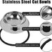Serentive stainless steel 2-pc non-slip cat food bowls with 7 oz capacity