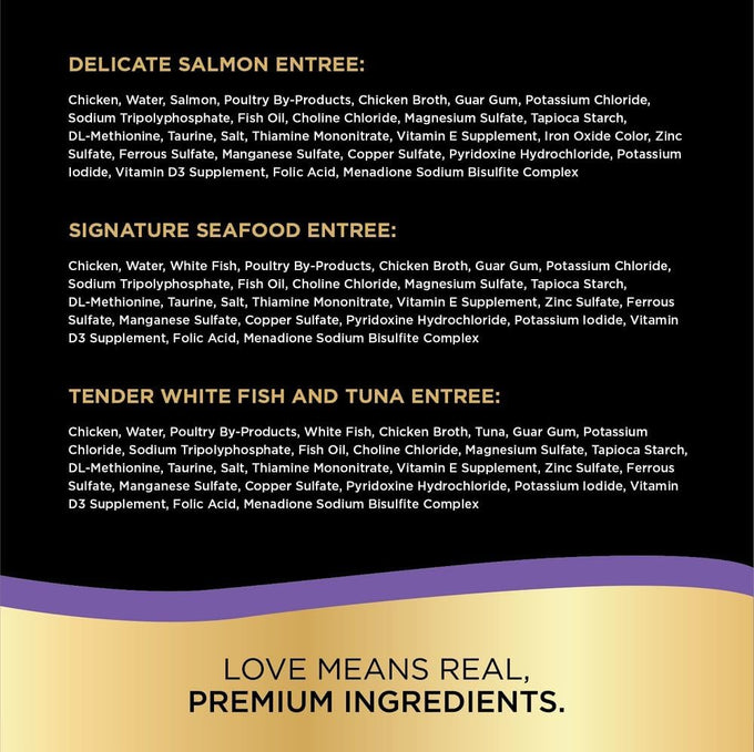 sheba perfect portions wet cat food pate with salmon, seafood, and fish variety pack, 2.6 oz twin pack trays (24 count, 48 servings)