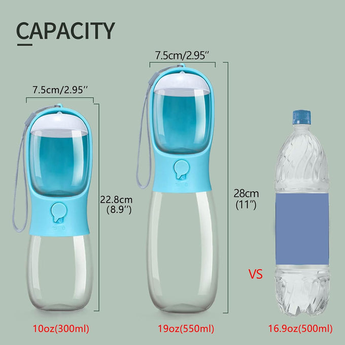 avelora dog water bottle with food container, 10oz/15oz/19oz leak proof pet water dispenser for walking hiking travel