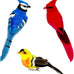Lwingflyer 3pcs artificial birds realistic red cardinal blue jay yellow goldfinch with wire feet assorted ornaments for xmas tree decoration and crafts