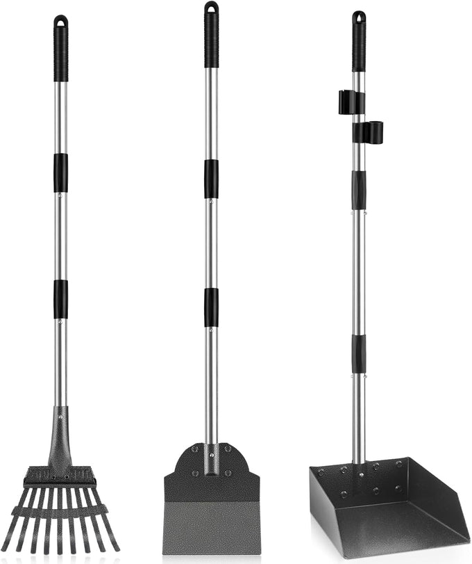 Pooper Scooper, stainless steel, long handle, medium small dog, heavy duty, pet supplies