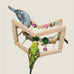 12-inch foldable hardwood parrot climbing bridge with colorful beads, 2 pack tri-section cage accessories for small birds