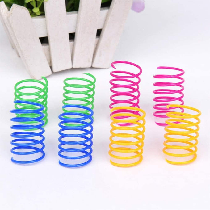 Andiker 12-piece sturdy and heavy plastic interactive cat spiral spring toys for kittens in 4 bright colors