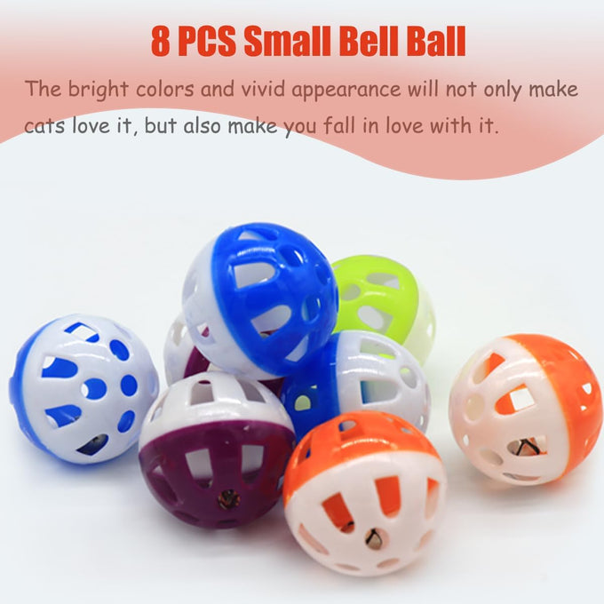 24pc cat jingle balls toys, assorted colors, lightweight, interactive, kitten training and play