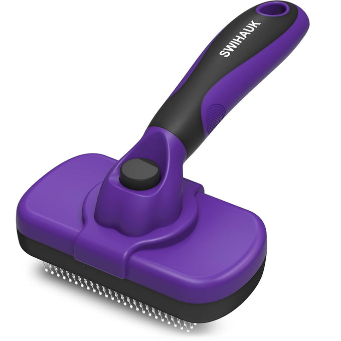 swihauk self-cleaning slicker brush for dogs and cats, skin-friendly deshedding grooming tool with pet supplies accessories, blue
