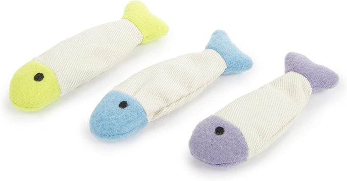 SmartyKat multi-color 3-count Fish Flop crinkle catnip cat toys for solo or interactive play