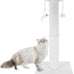 34-Inch heavy-duty grey cat scratching post with cotton rope and hanging ball for indoor cats