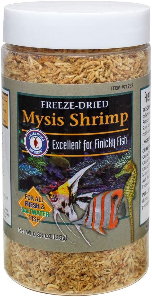 San Francisco Bay Brand Freeze-Dried Mysis Shrimp Food for Tropical and Freshwater Fish, 0.49 oz (14g)