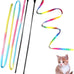 cat wand toys, colorful teaser wand string for exercise kitten stick kitty rope toy, 2-pcs set