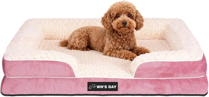 Large Orthopedic Dog Bed with Washable Memory Foam, Removable Cover, Waterproof and Anti-Slip, Grey