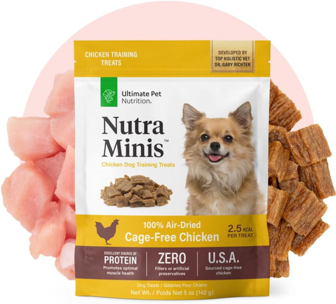 Ultimate Pet Nutrition Nutra Minis Air-Dried Chicken Dog Training Treats 5 oz Grain-Free Reward