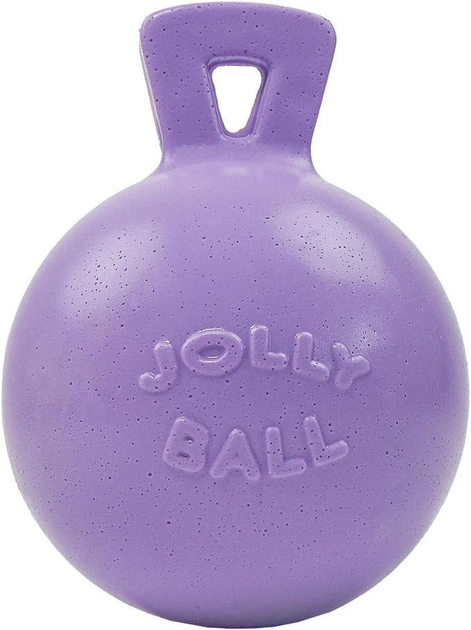 Jolly Pets Tug-n-Toss heavy duty dog toy ball with handle, 8 inches, large size, blueberry color