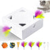 Migipaws Automatic MigiBox Plus Cat Toys 3-in-1 Interactive Pounce Mystery Under 12 Holes Rechargeable White Kitten Toy