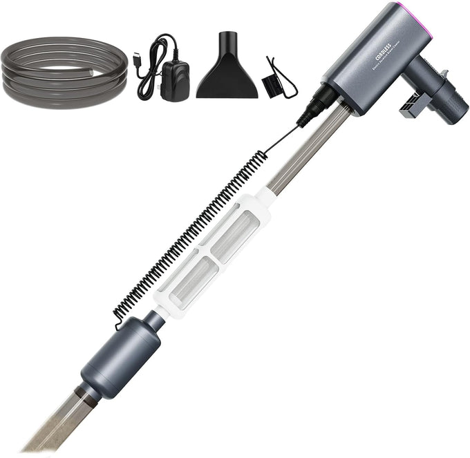 Cordless 6-in-1 Electric Fish Tank Cleaner, 36W Rechargeable, 650GPH Strong Suction for 5-150 Gallon Tanks