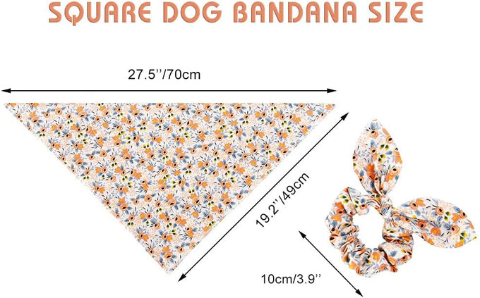 E-clover cute flower dog bandana with matching scrunchie for medium to large dogs - 27.5''x19.3''