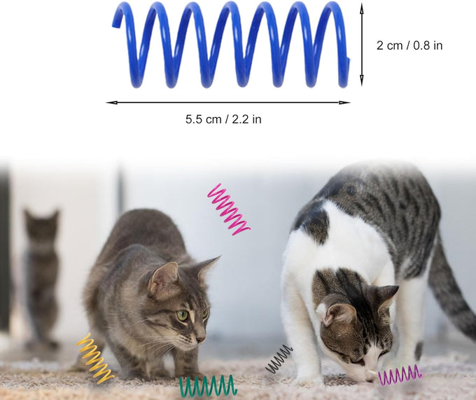 12pcs durable heavy plastic cat spiral springs for indoor cats 12 colors interactive coil fun hunting