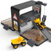 cat construction toys store n go playset tin travel case transforms into multi-level worksite, includes 2 little machines vehicles & 10+ accessories, portable stem toy for kids ages 3+