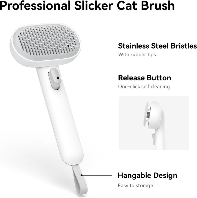 Aumuca Stainless Steel Cat Brush for Shedding, Indoor Cats, Long or Short Haired Cats, Cat Grooming, Massage, and Hair Removal