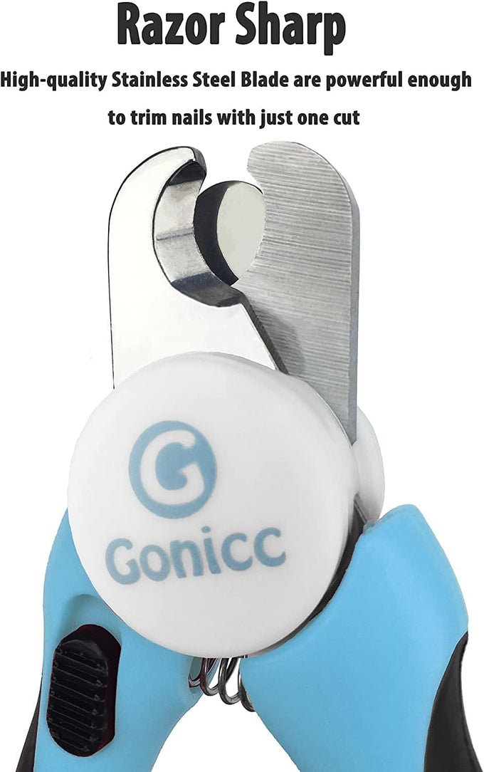 gonicc professional pet nail clippers for large dogs with safety guard and razor sharp blade