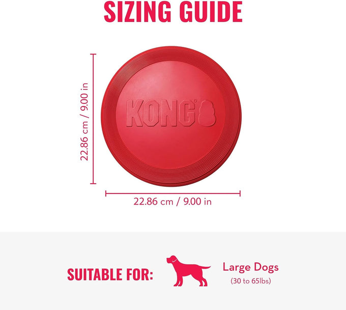 Kong Classic Natural Rubber Flying Disc for Medium/Large Dogs - Durable Outdoor Toy for Fetch Playtime