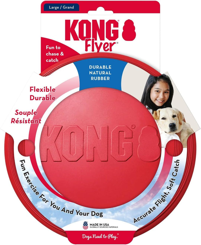 Kong Classic Natural Rubber Flying Disc for Medium/Large Dogs - Durable Outdoor Toy for Fetch Playtime
