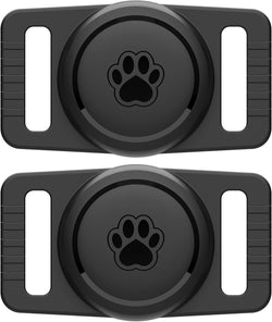 GOCII waterproof dog collar holder 2-pack for Apple AirTag Gen 1 & 2, black silicone case