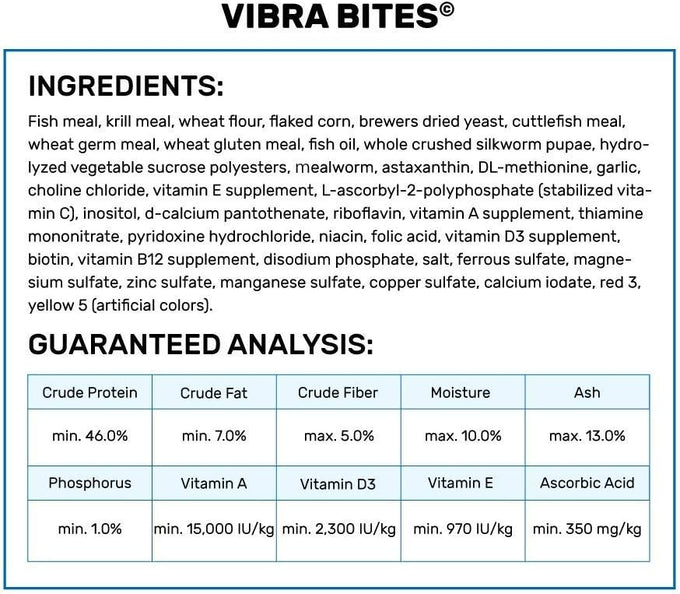 Hikari Vibra Bites, Color Enhancing Fish Food with Meal Worms, Live Food Alternative for Tropical Fish
