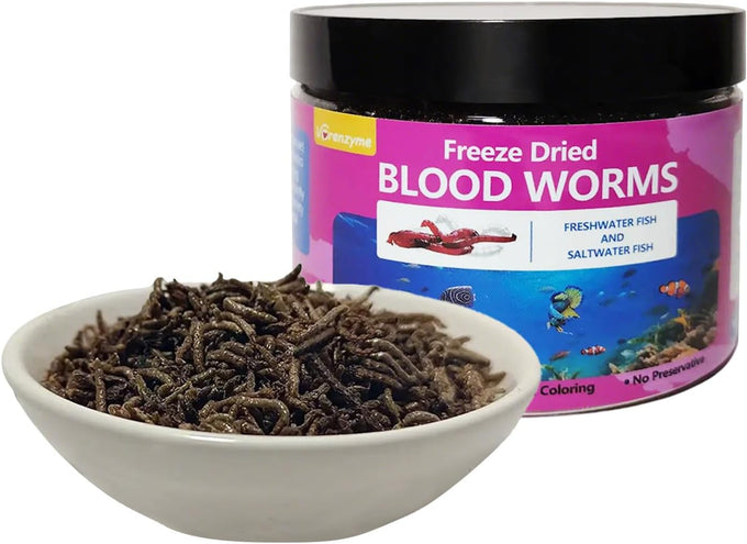 Freeze-dried bloodworms high protein natural aquatic food for tropical saltwater fish betta goldfish cichlid guppy 3.5 oz