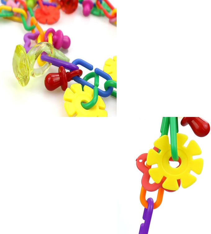 2-Pack Rainbow Bird Necklace Toy Chewing Accessory for Small Sized Birds, Cage Links, Climbing Chain