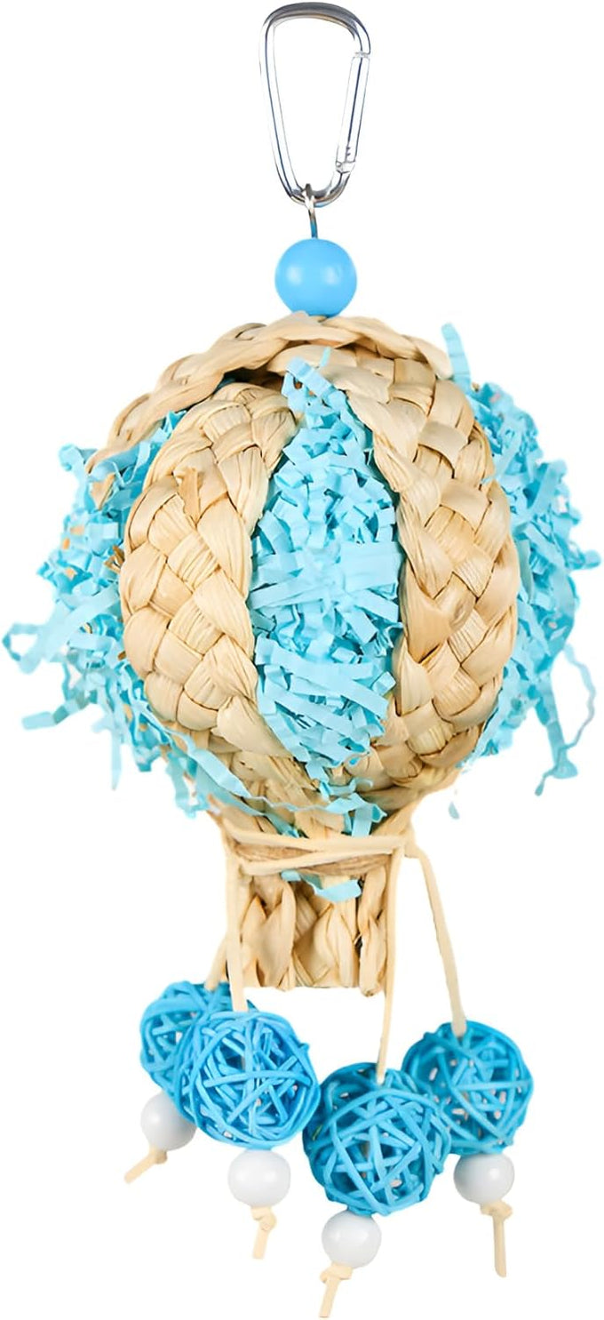 Bird foraging shredder hanging toy with bell for parakeet, parrot, conure, cockatiel, and lovebird birds, pink, 1 pack
