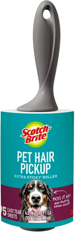 scotch-brite pet hair pickup extra sticky lint roller, 1 pack, 95 adhesive sheets