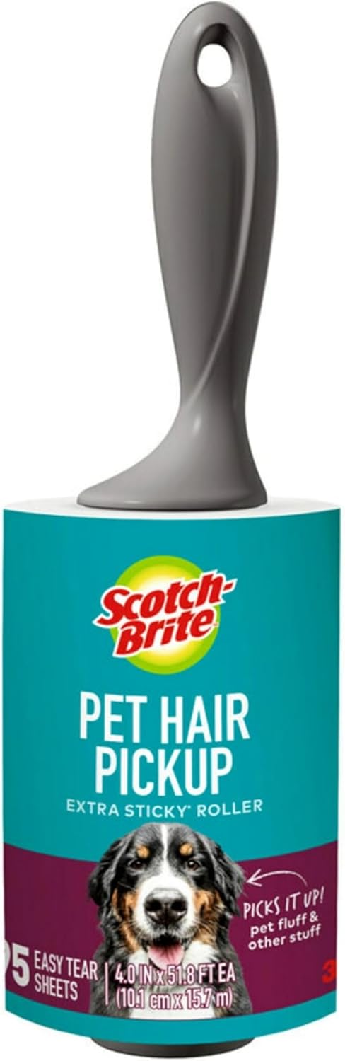 scotch-brite pet hair pickup extra sticky lint roller, 1 pack, 95 adhesive sheets