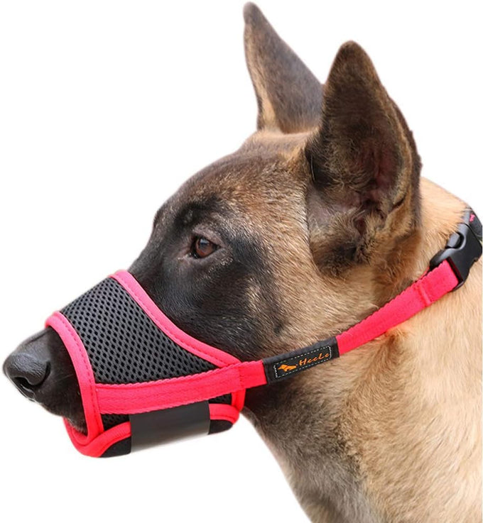 Heele Soft Nylon Dog Muzzle, Anti Biting Barking Chewing, Adjustable Breathable Pets Muzzle for Small Medium Large Dogs, 4 Colors 4 Sizes