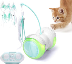 Remote Control Cat Toy with Auto Mode - Interactive Feather for Indoor Cats with LED and Catnip