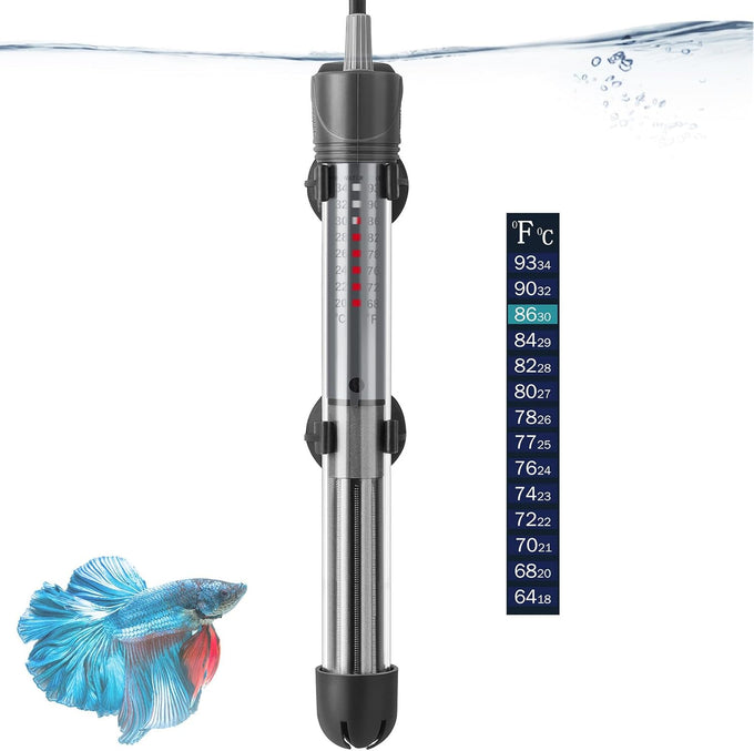 Hitop 50w submersible aquarium heater for 8-16 gal fish tanks with adjustable thermostat