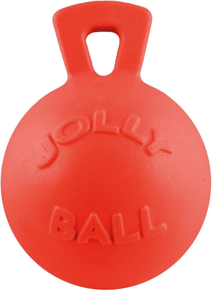 Jolly Pets Tug-n-Toss heavy duty dog toy ball with handle, 8 inches, large size, blueberry color
