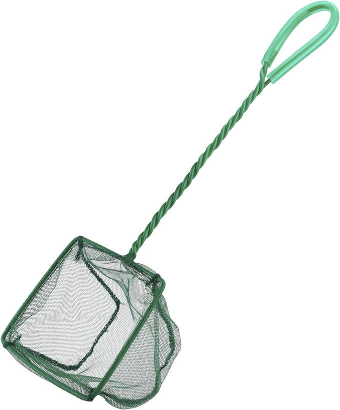 Pawfly 4-inch small aquarium fish net with braided metal handle and soft fine mesh for small fish tanks and ponds