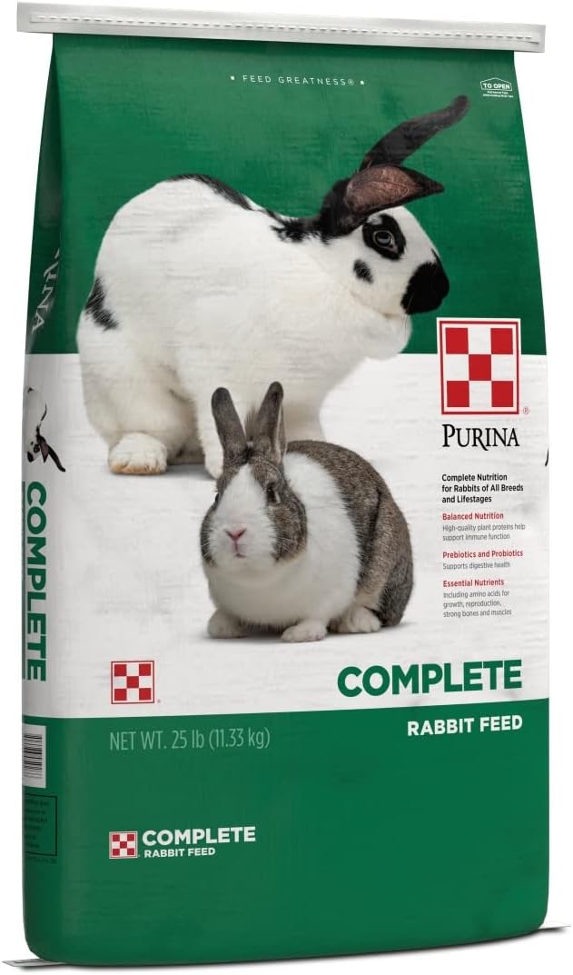 Purina Complete Rabbit Feed, 25 lb, 100% Daily Nutrition for All Ages, No Fillers or Artificial Colors