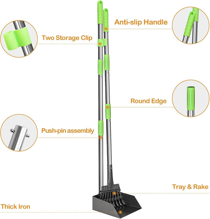 TOOGE 38" Long Handle Stainless Metal Dog Pooper Scooper for Medium Small Dogs Pet Waste