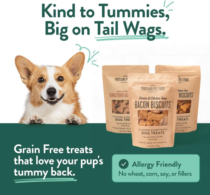 portland pet food company natural dog treats variety, grain-free, human-grade, healthy