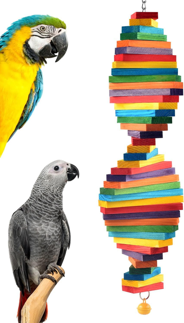 Bissap Bird Chew Toys, Multicolored Wooden Blocks for Medium to Large Parrots, Senegal, Amazon, Macaws, African Grey and Similar Sized Birds