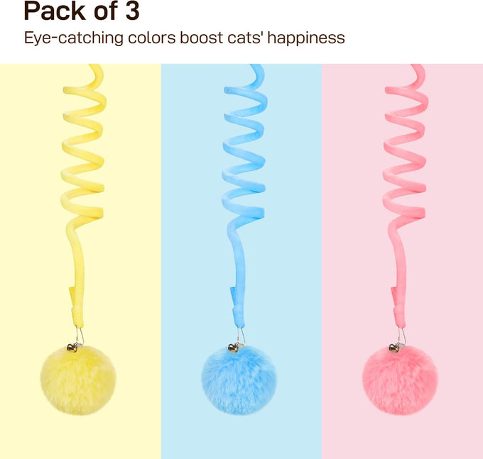 Potaroma 3-piece Fluffy Cat Catnip Ball Toys with Bell for Indoor Kittens and Adult Cats